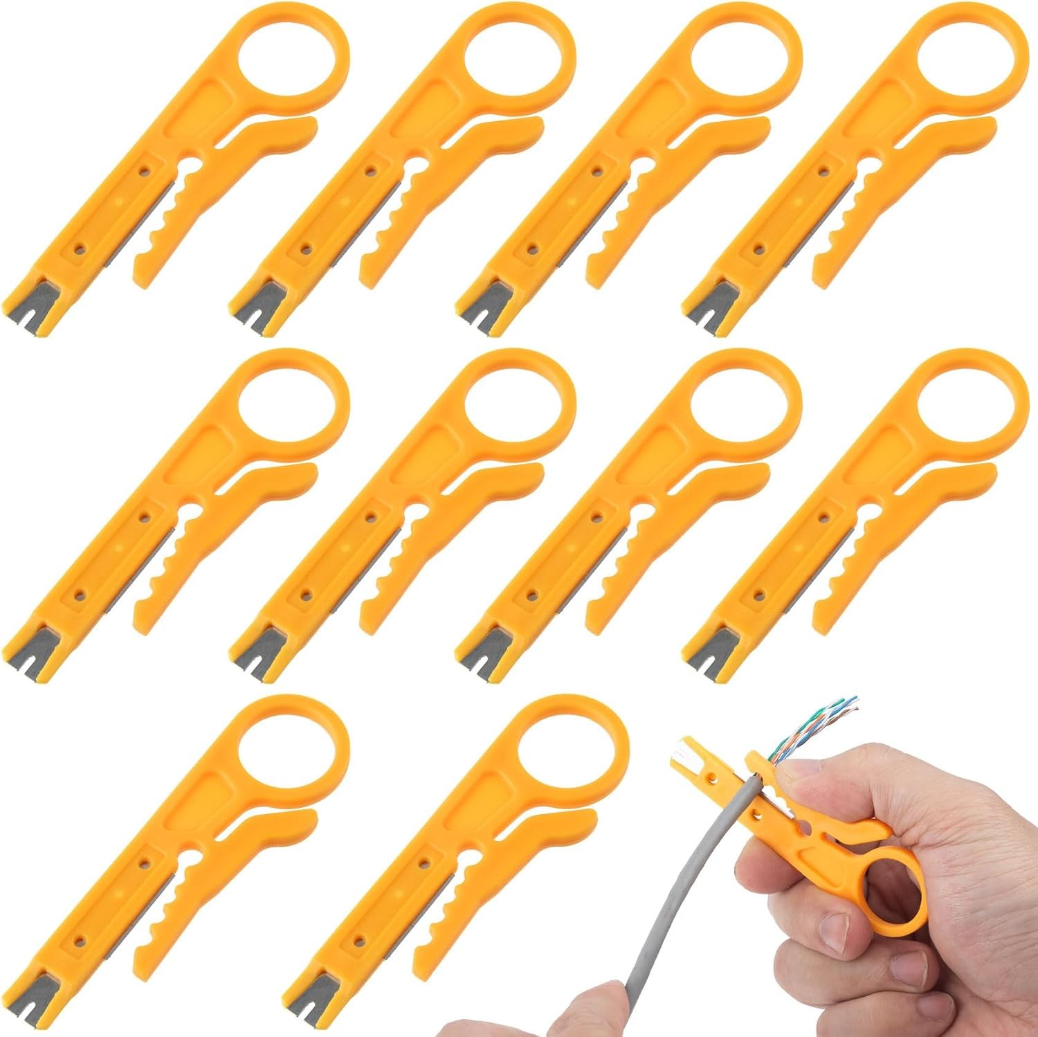 10pcs Mini Wire Stripper, 3.54in, Yellow