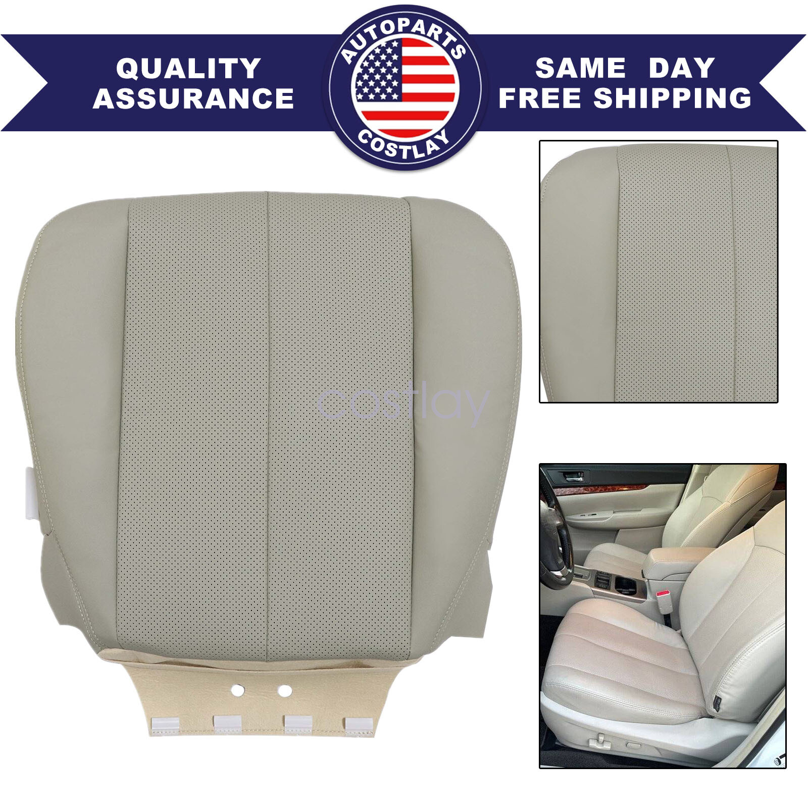 Driver Bottom Leather Seat Cover For 2010 2011 2012  Subaru Outback Legacy Tan