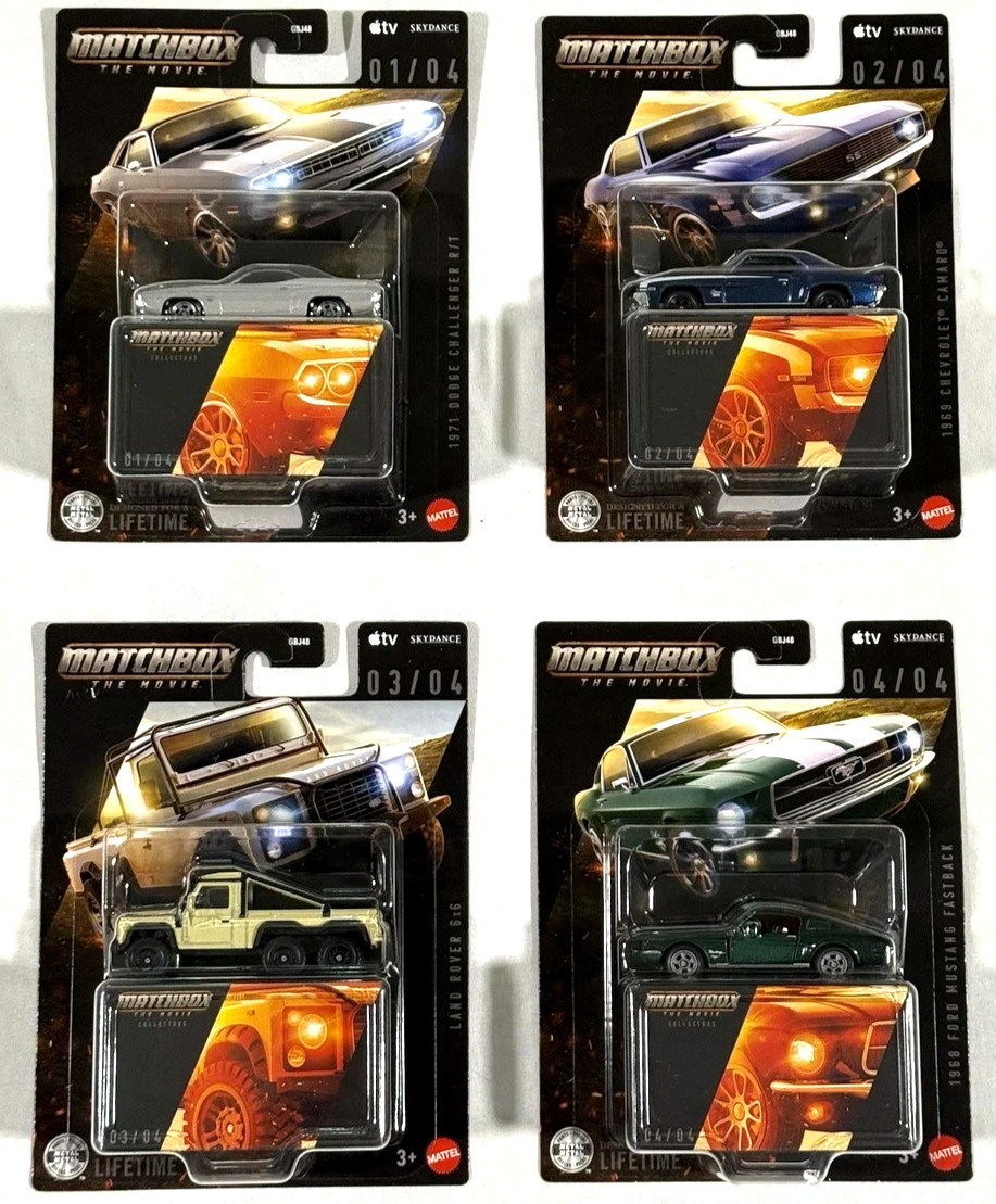 2026 Matchbox The Movie Collectors Set Of 4 Challenger, Camaro, 6x6, mustang