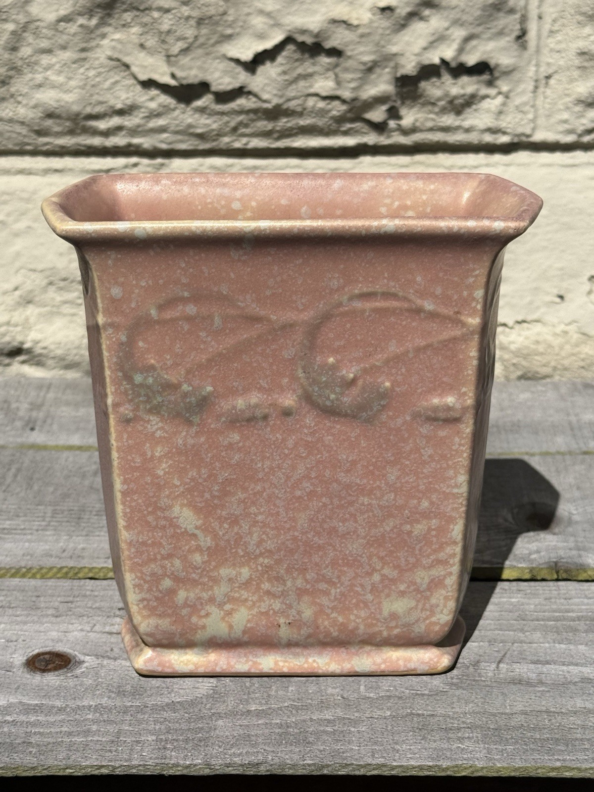 Vintage Roseville Pottery Cremona Pink Art Deco Rectangular Vase Planter 1927 6”