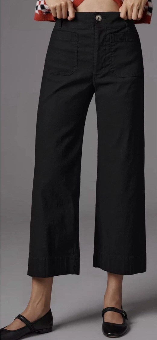 Maeve by Anthropologie The Colette Crop Wide-Leg Pants High Waisted Size 28 NWT