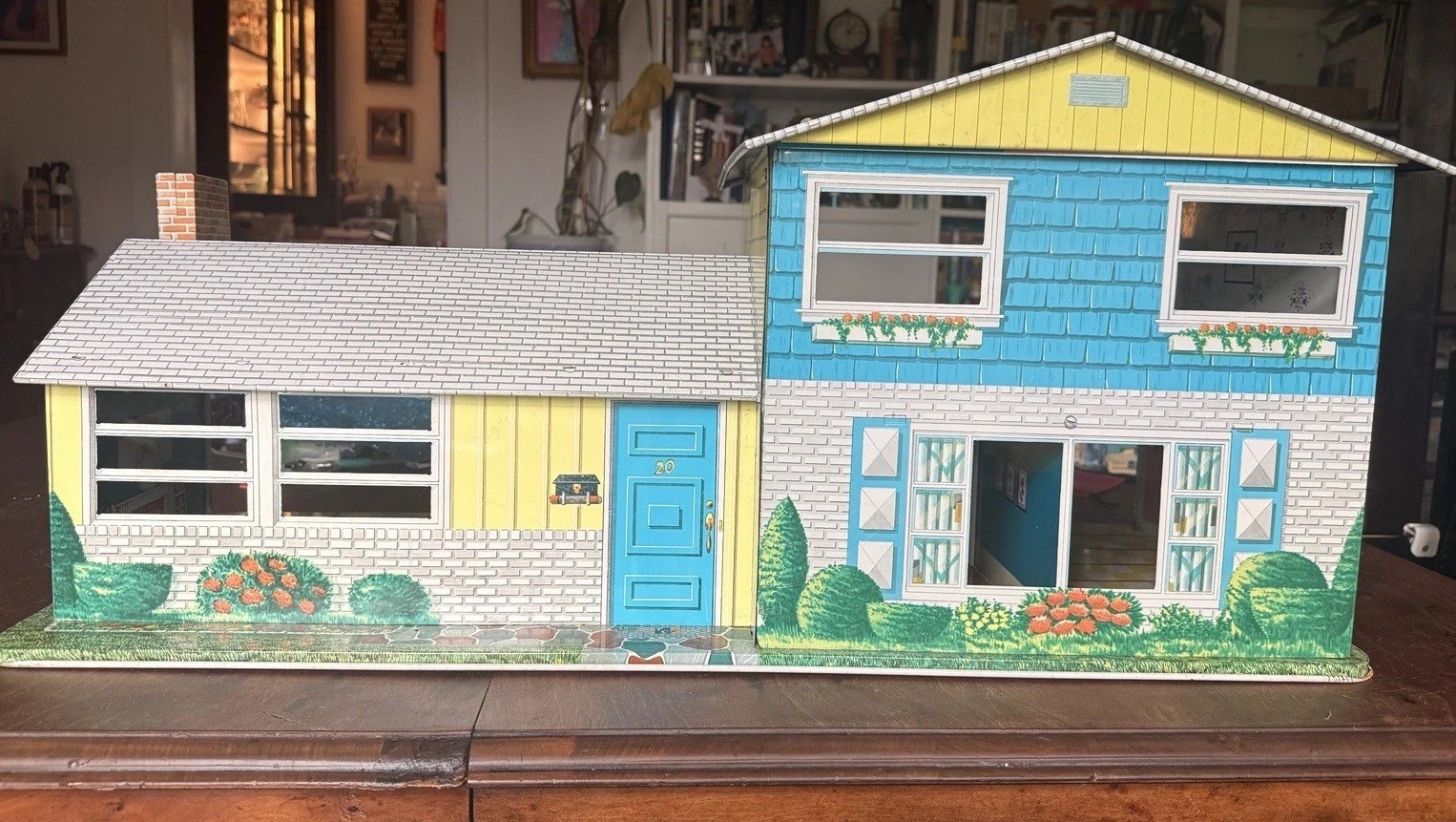 Rare VTG T Cohn Superior No 750 Split Level Dollhouse + Furniture + Original Box