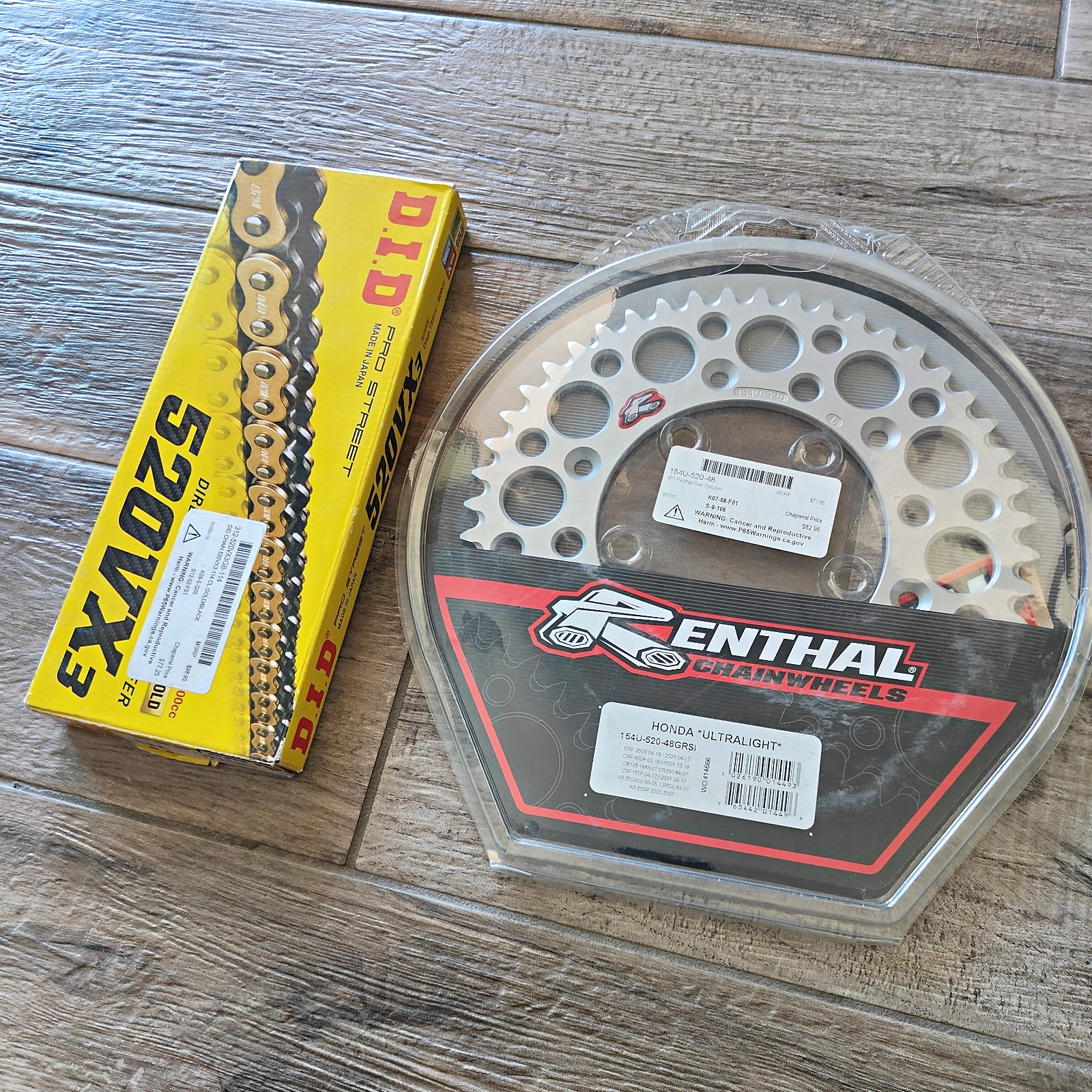 D.I.D Chain 520VX3 / Renthal Honda Rear Sproket 48GRSI