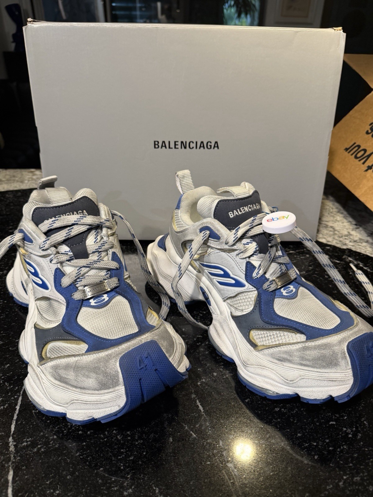 Balenciaga Cargo Sneakers Blue, And White
