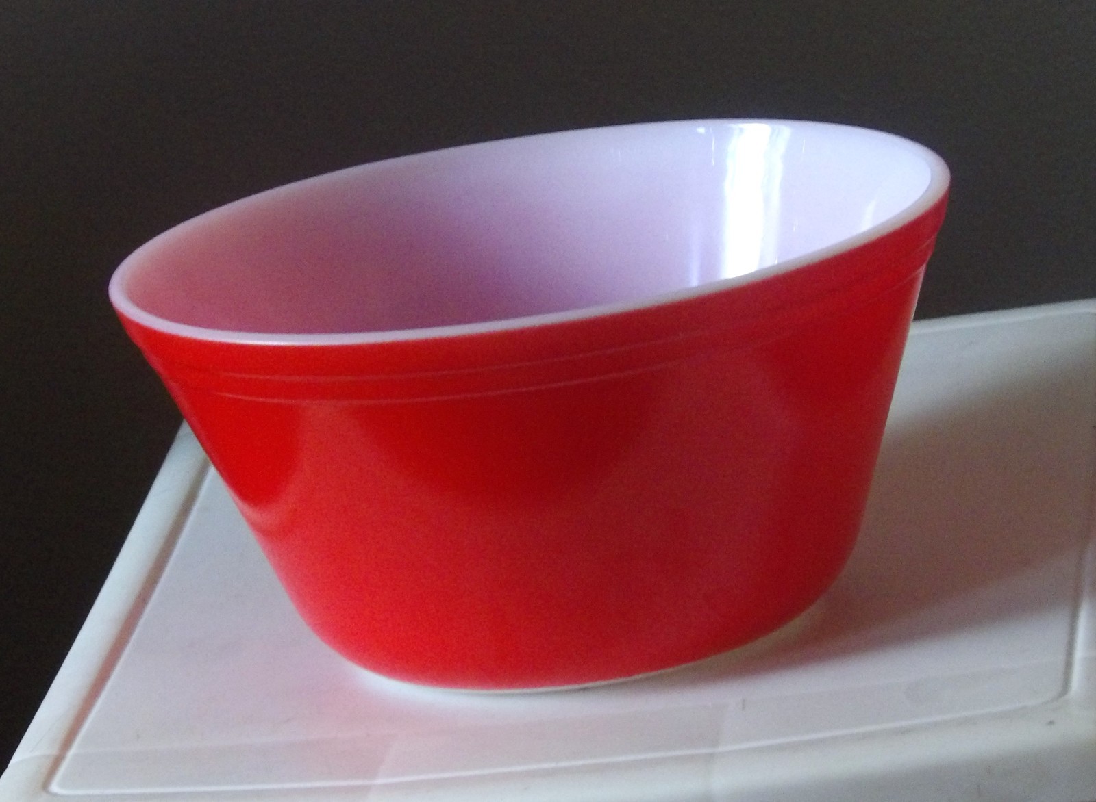 Federal Glass Red Mixing Bowl 9.25 x 4.5 Inches 1950s MCM  - EUC