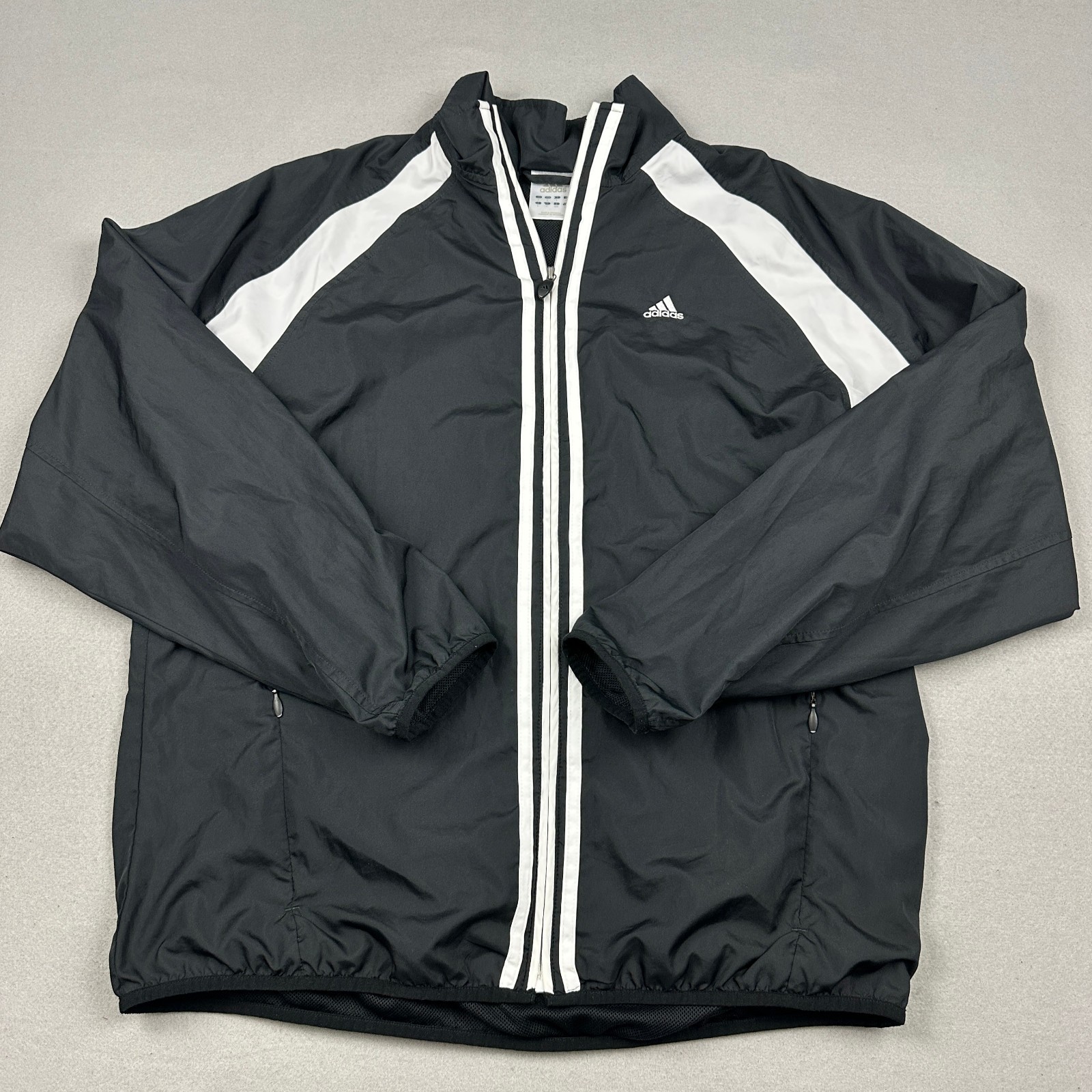 Vintage Adidas Jacket Men Large Black Climaproof Full Zip Track Windbreaker L