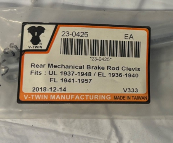 NOS V-Twin 23-0425 Rear Brake Rod Clevis Chrome Harley UL EL FL NOS 42273-30