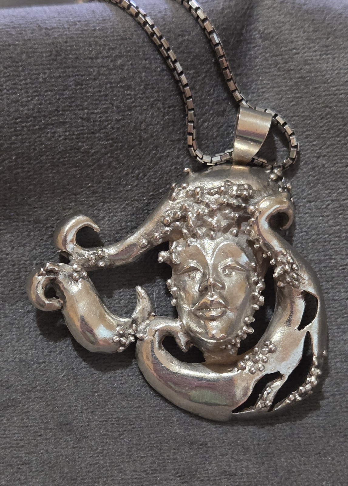 Sterling Silver 925 Sea Witch Goddess Cecaelia Octopus Tentacle Hair Pendant