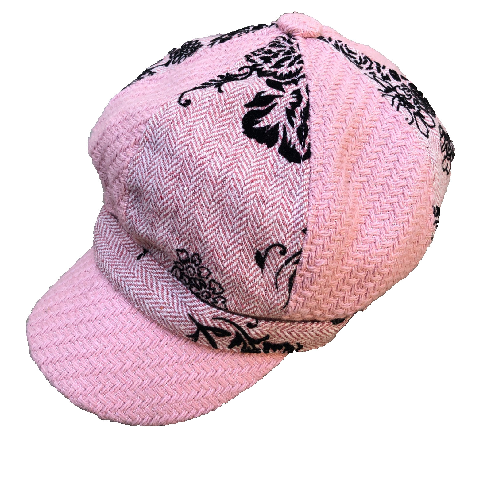 Vintage UBI Hats Floral Newsboy Hat Women\'s One Size Pink Cap Woven Vintage UBI Hats Floral Newsboy Hat Women\'s One Size Pink Cap Woven
