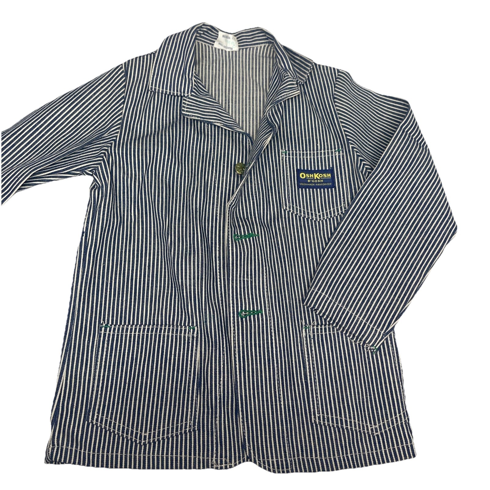 VTG Osh Kosh B\'Gosh Hickory Striped Denim Railroad Chore Coat Jacket Sz 6 REG VTG Osh Kosh B\'Gosh Hickory Striped Denim Railroad Chore Coat Jacket Sz 6 REG