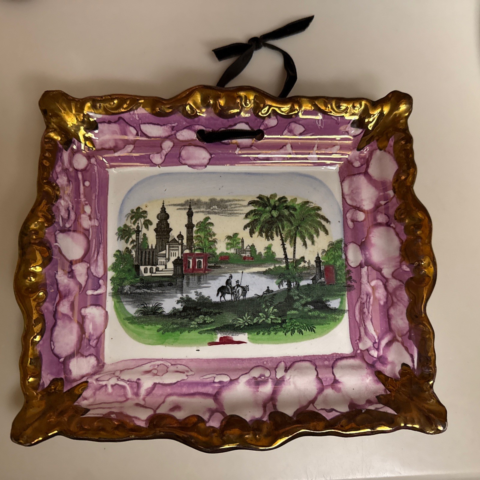Sunderland  Dixon & Co Landscape LustreWare Plaque Wall Art Transferware 9x8”