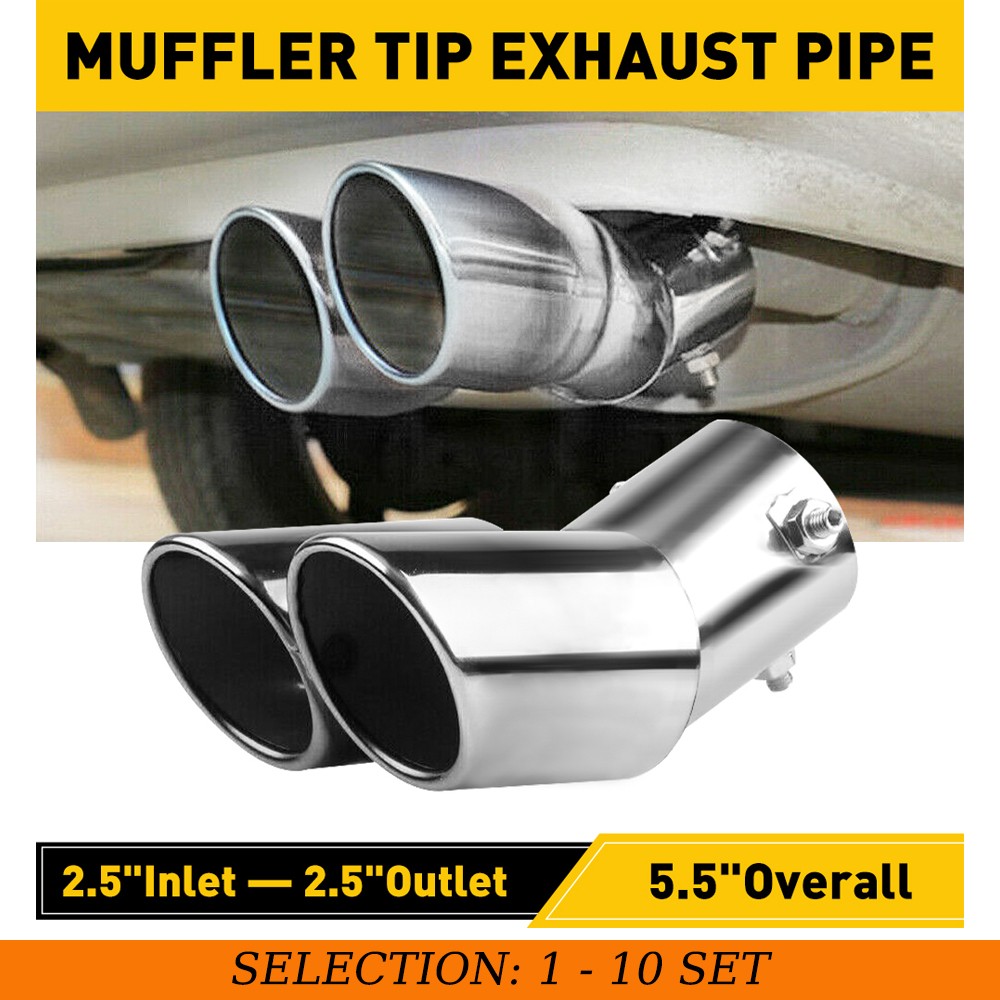 1-10X Rear Exhaust Pipe Kit Tail Muffler Tip Car Accessories Silver Fit 1.4-2.5