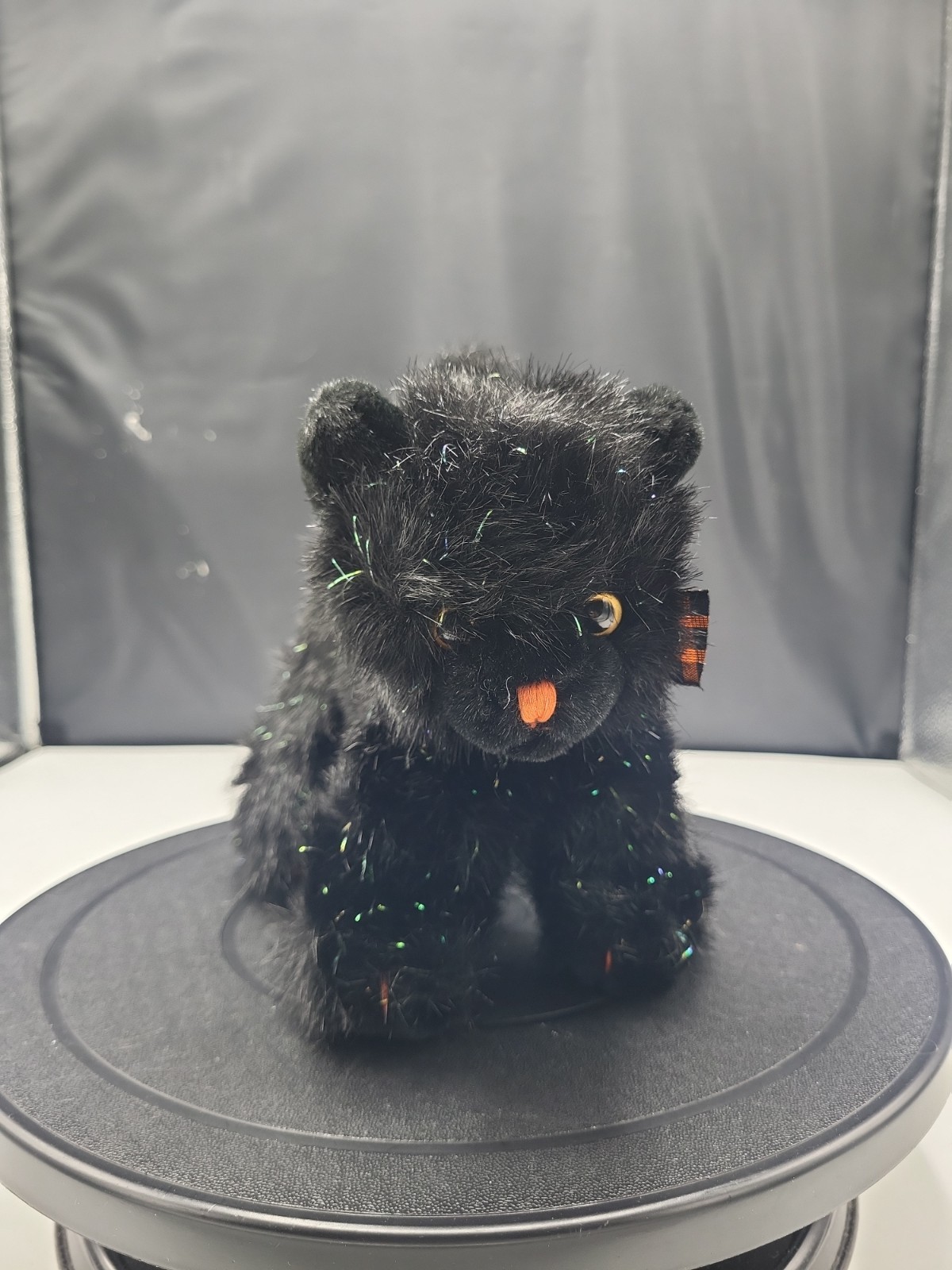VTG Russ Berrie SCREECH Halloween Sparkly Plush BlackOrange Cat Ribbon VTG Russ Berrie SCREECH Halloween Sparkly Plush BlackOrange Cat Ribbon