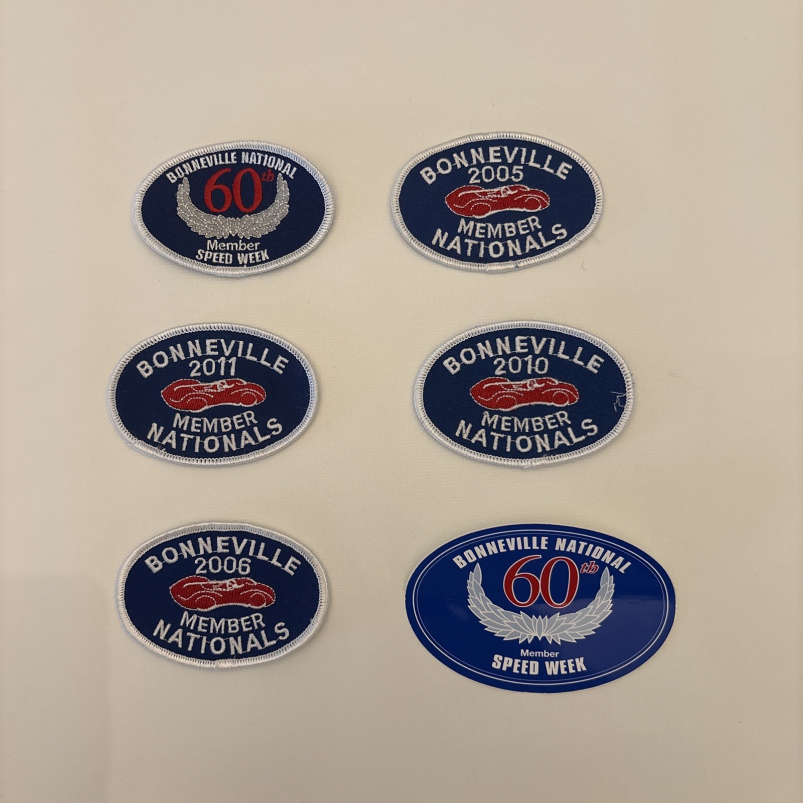 5 Vintage 2005, 2006, 2010, 2011 and 60th  Bonneville Nationals Member Patch USA