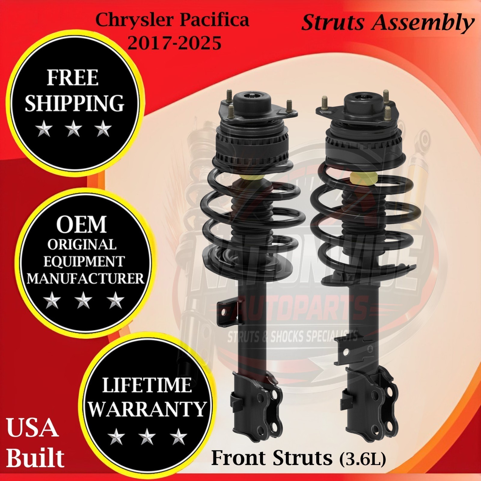 Monroe OEM Front Struts Assembly 2017-2025 Chrysler Pacifica Lifetime Warranty