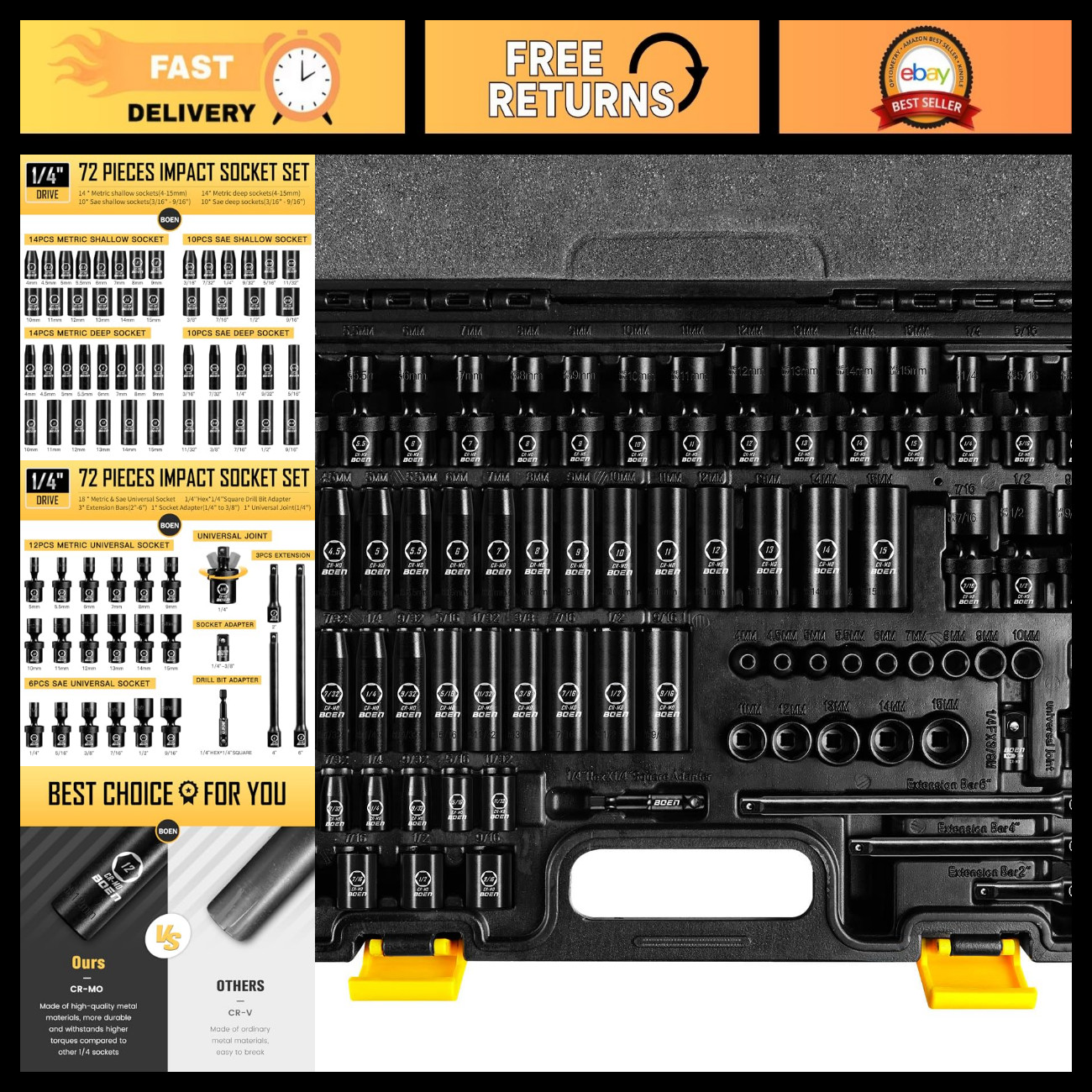 72-Piece Impact Socket Set - 1/4\
