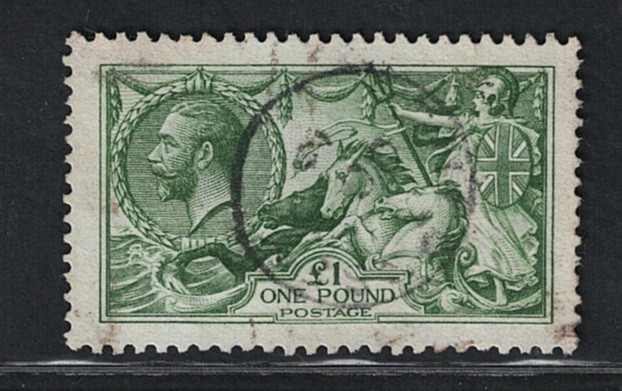 1913 Great Britain, Effigy King George V, 1 Pound Green, Used
