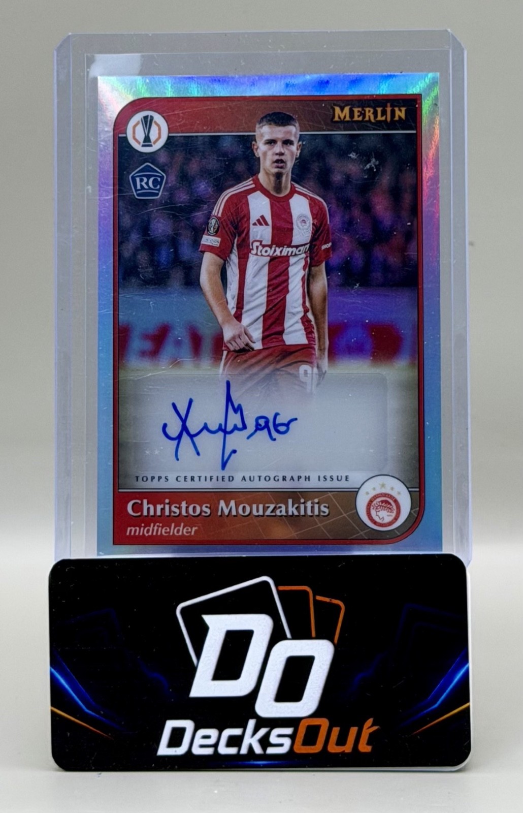 2024/25 Topps Merlin UEFA Christos Mouzakitis RC Auto Olympiacos Rookie Hull