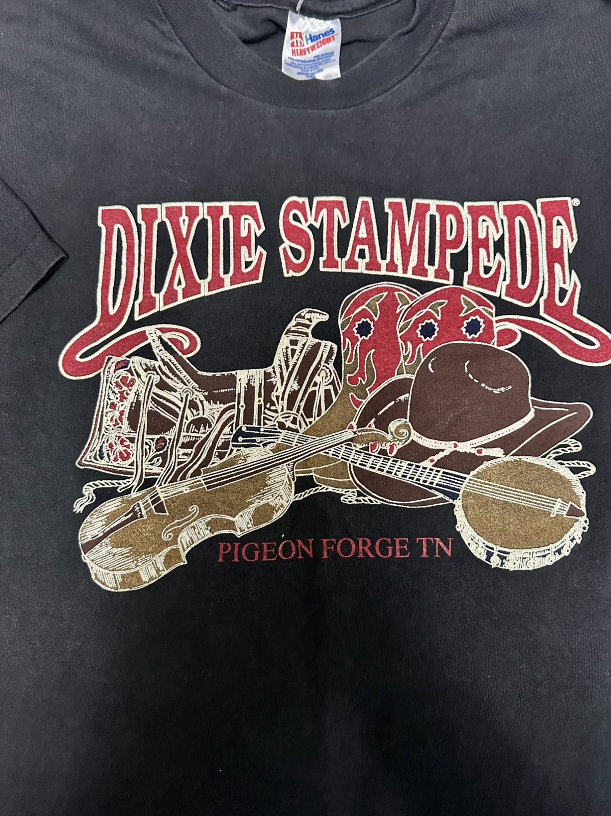 Vtg Dixie Stampede Shirt Pigeon Forge Cowboy Rodeo Puff Paint USA Made Large Vtg Dixie Stampede Shirt Pigeon Forge Cowboy Rodeo Puff Paint USA Made Large