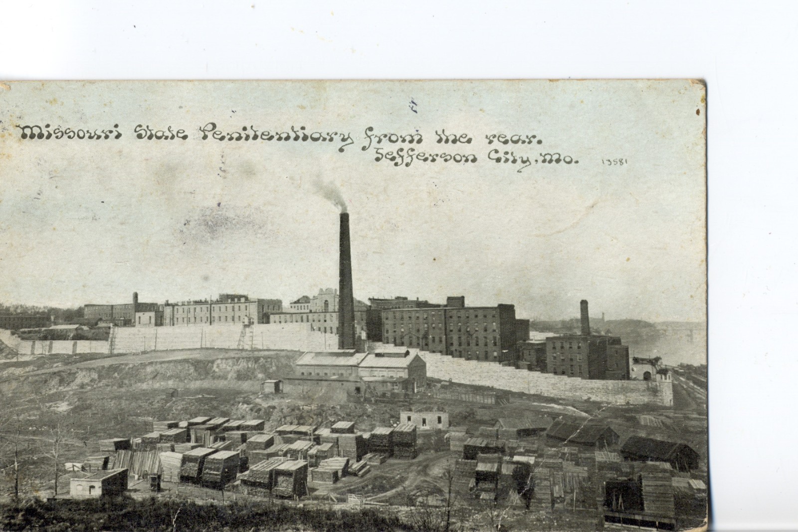 State Penitentiary From Rear, Jefferson City, Mo. Missouri Postcard #13581