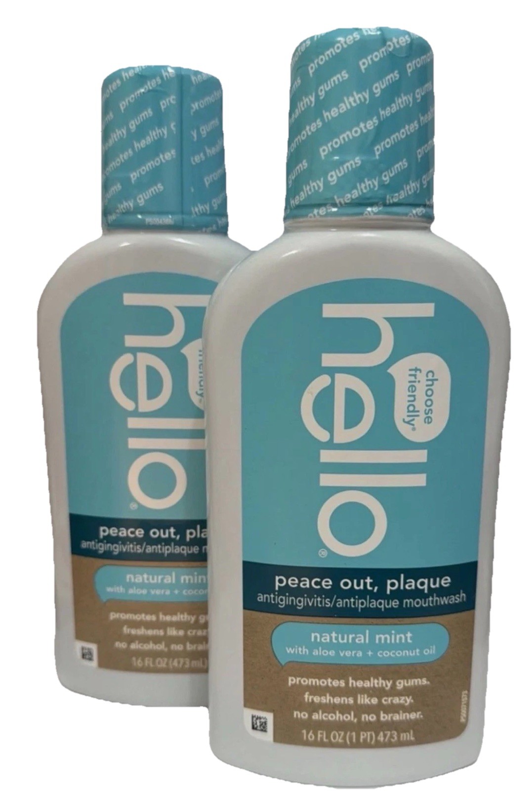 Hello Peace Out Plaque Antigingivitis Antiplaque Mouthwash Natural Mint 16oz 2 P