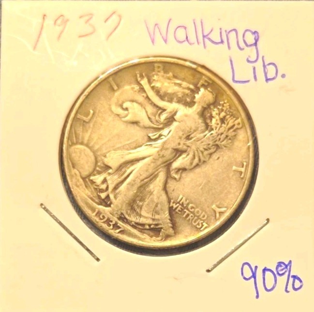Liberty Walking 1937 50C Half Dollar 90% Silver Business Strike PH KM#142 Liberty Walking 1937 50C Half Dollar 90% Silver Business Strike PH KM#142