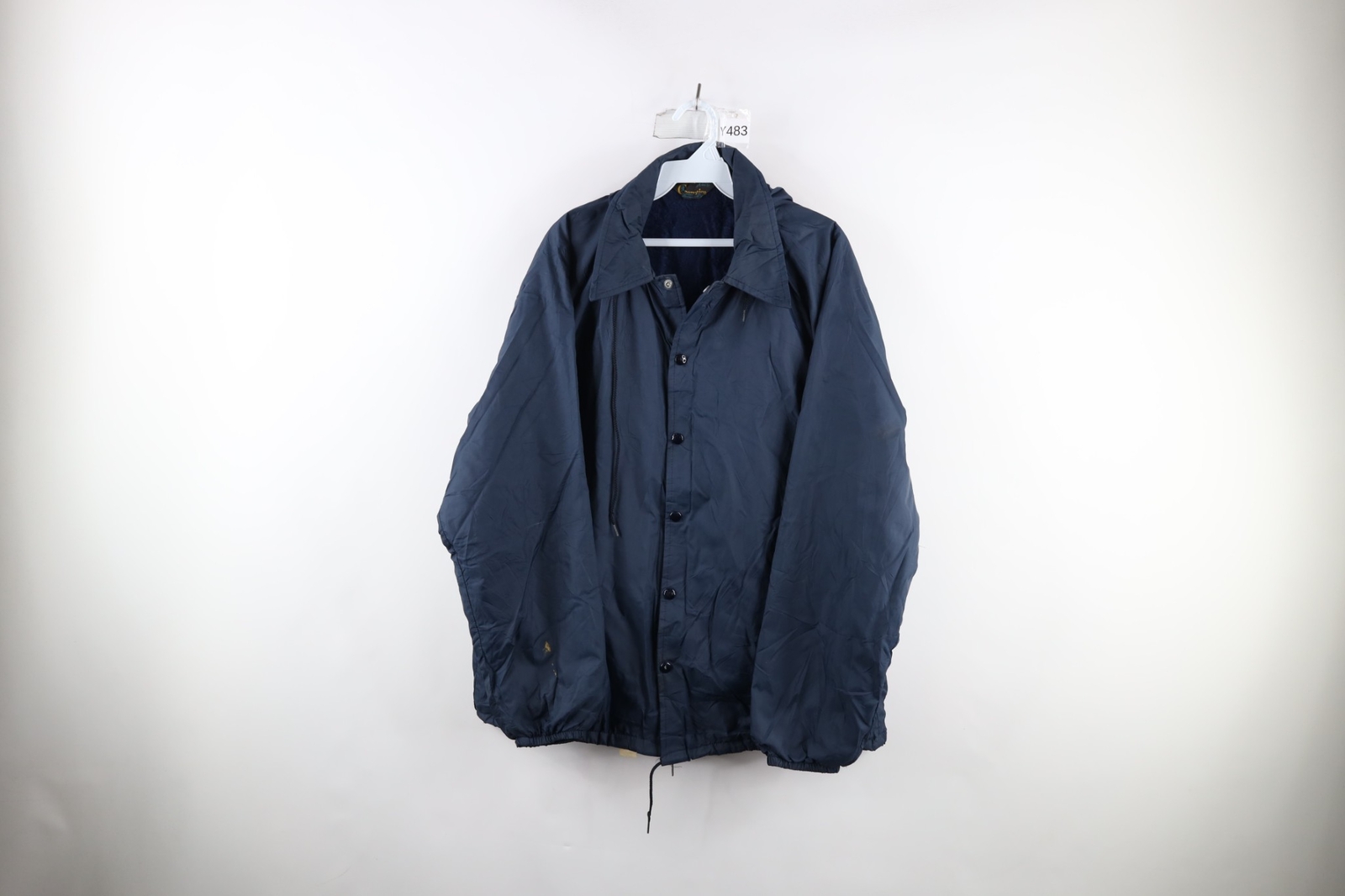 Vintage 50s 60s Champion Running Man Mens XL Fleece Lined Coach Jacket Blue USA