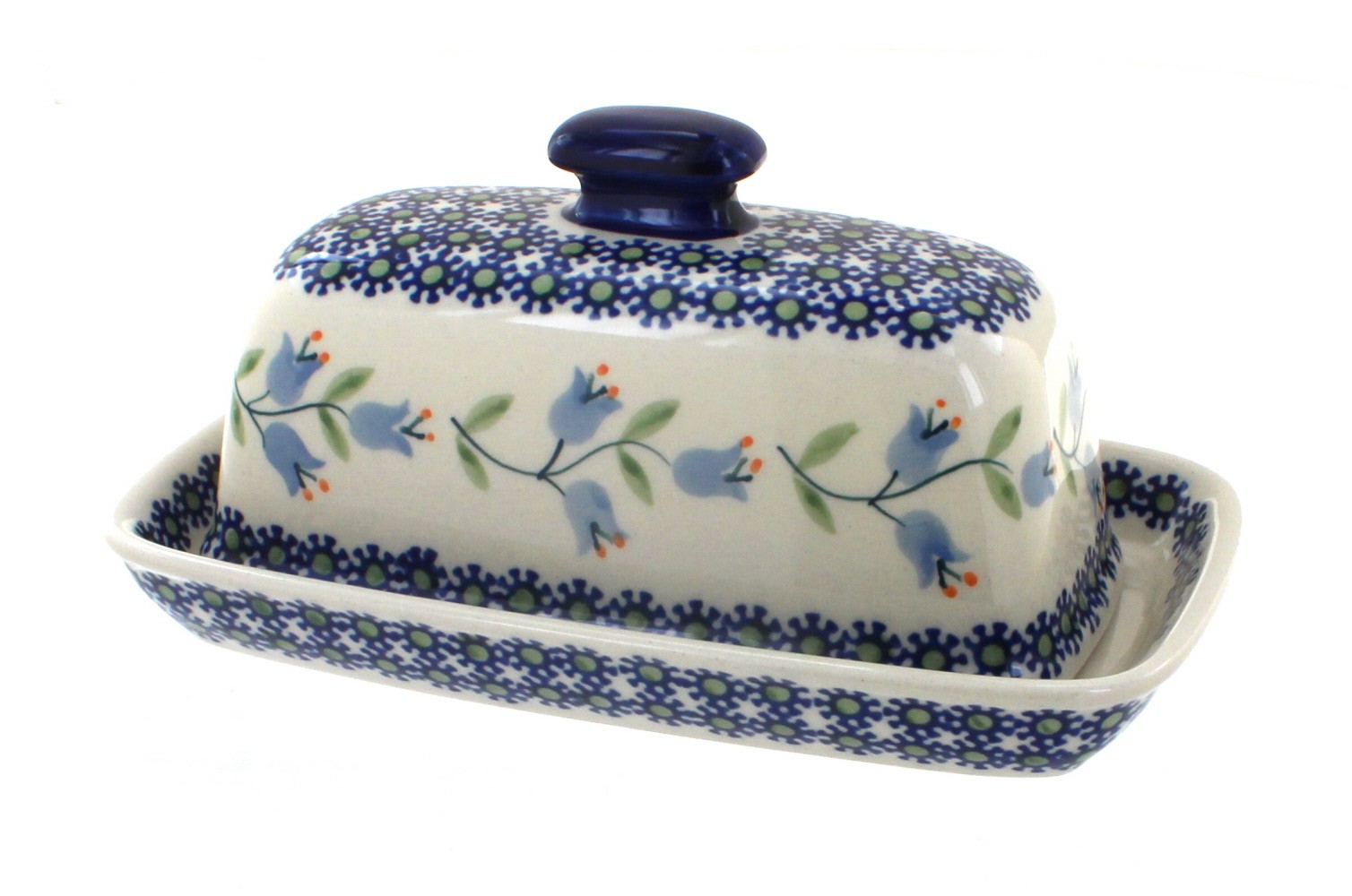Blue Rose Polish Pottery Tulip Butter Dish