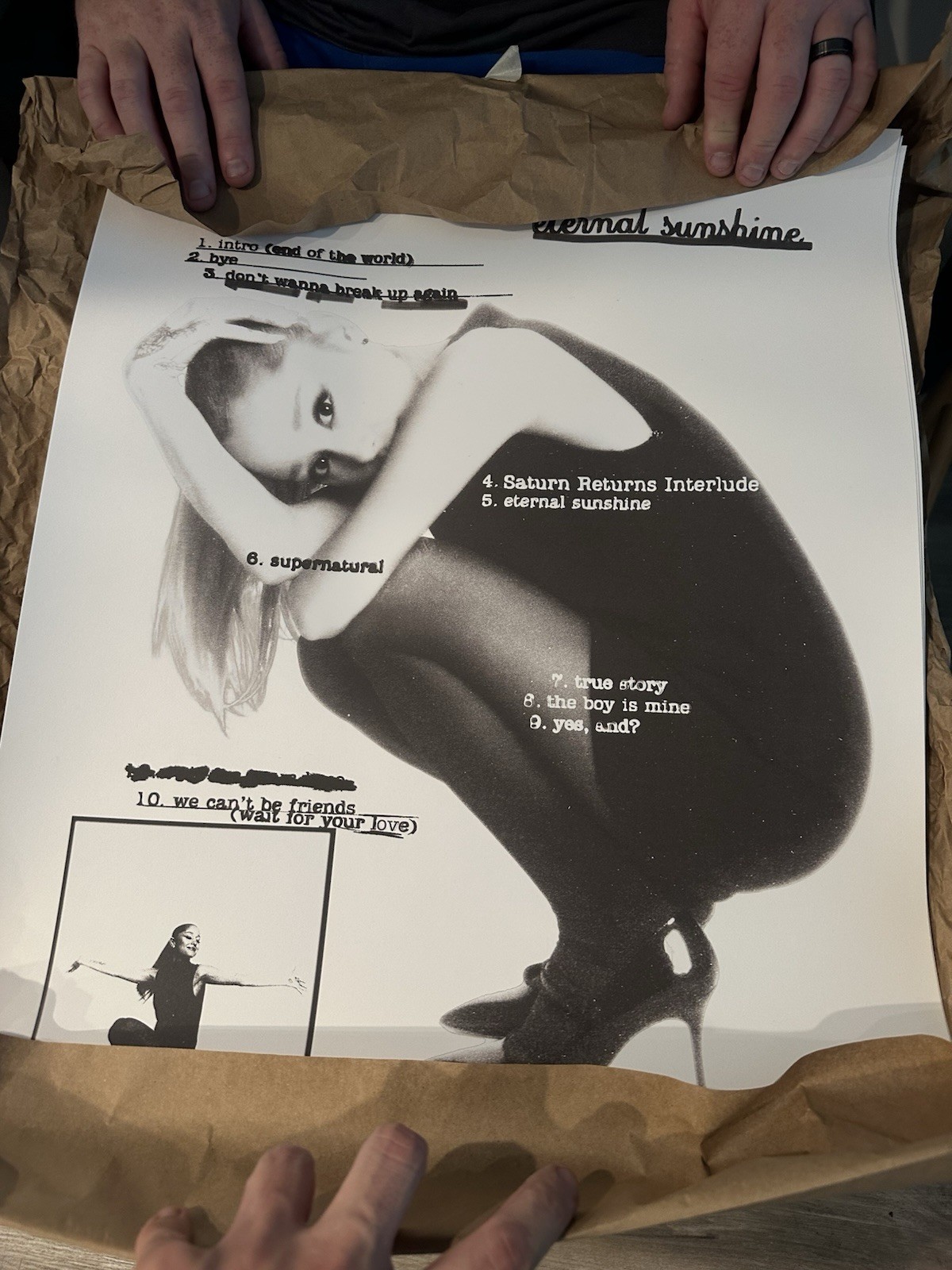 3X- NOS OFFICIAL Eternal Sunshine Tracklist Poster Black & White Music Poster