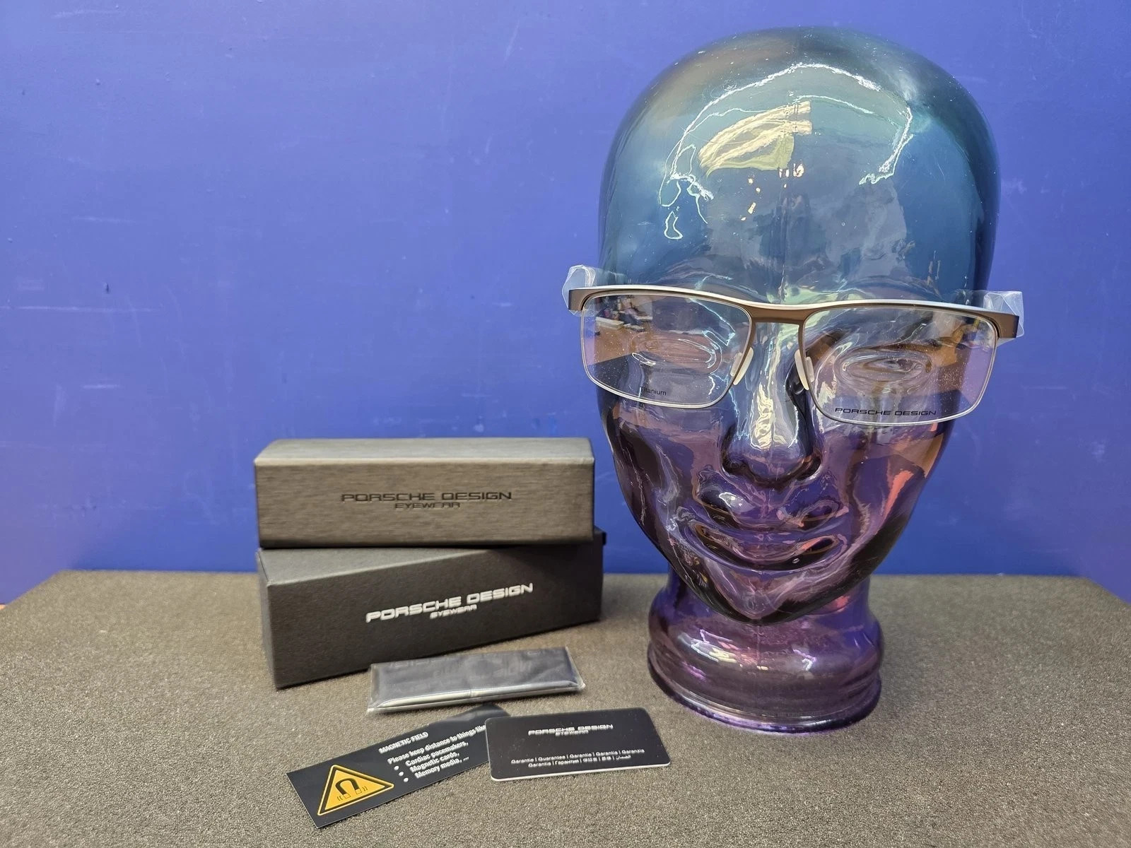 NEW PORSCHE DESIGN EYEGLASSES P\'8297 D 58-15 BLUE GUNMETAL BLACK TITANIUM FRAMES