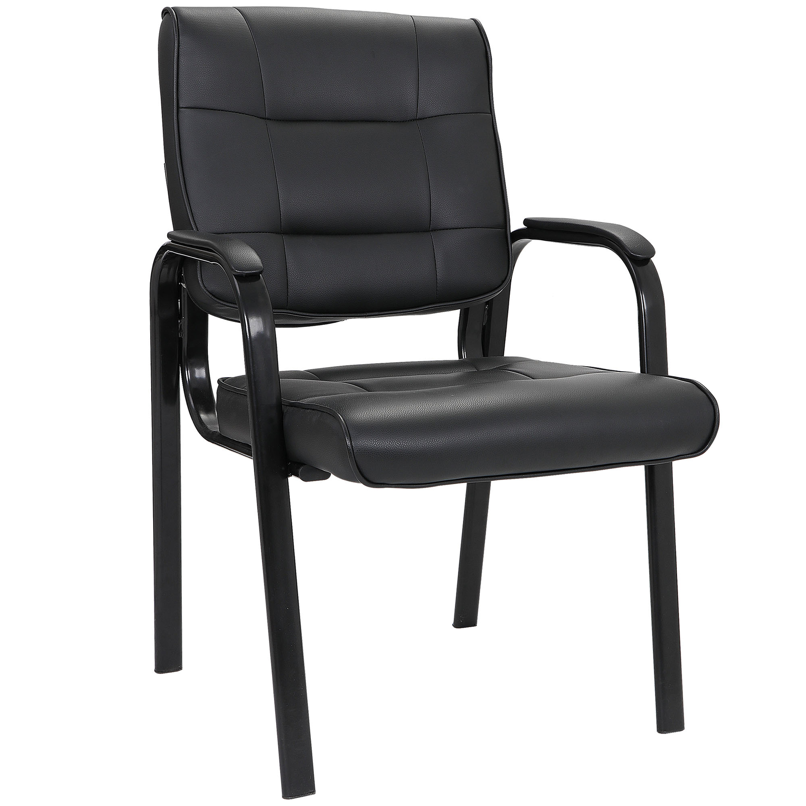 1/2/4 PCS Leather Guest Chair Reception Chairs Waiting Room Office Desk Black