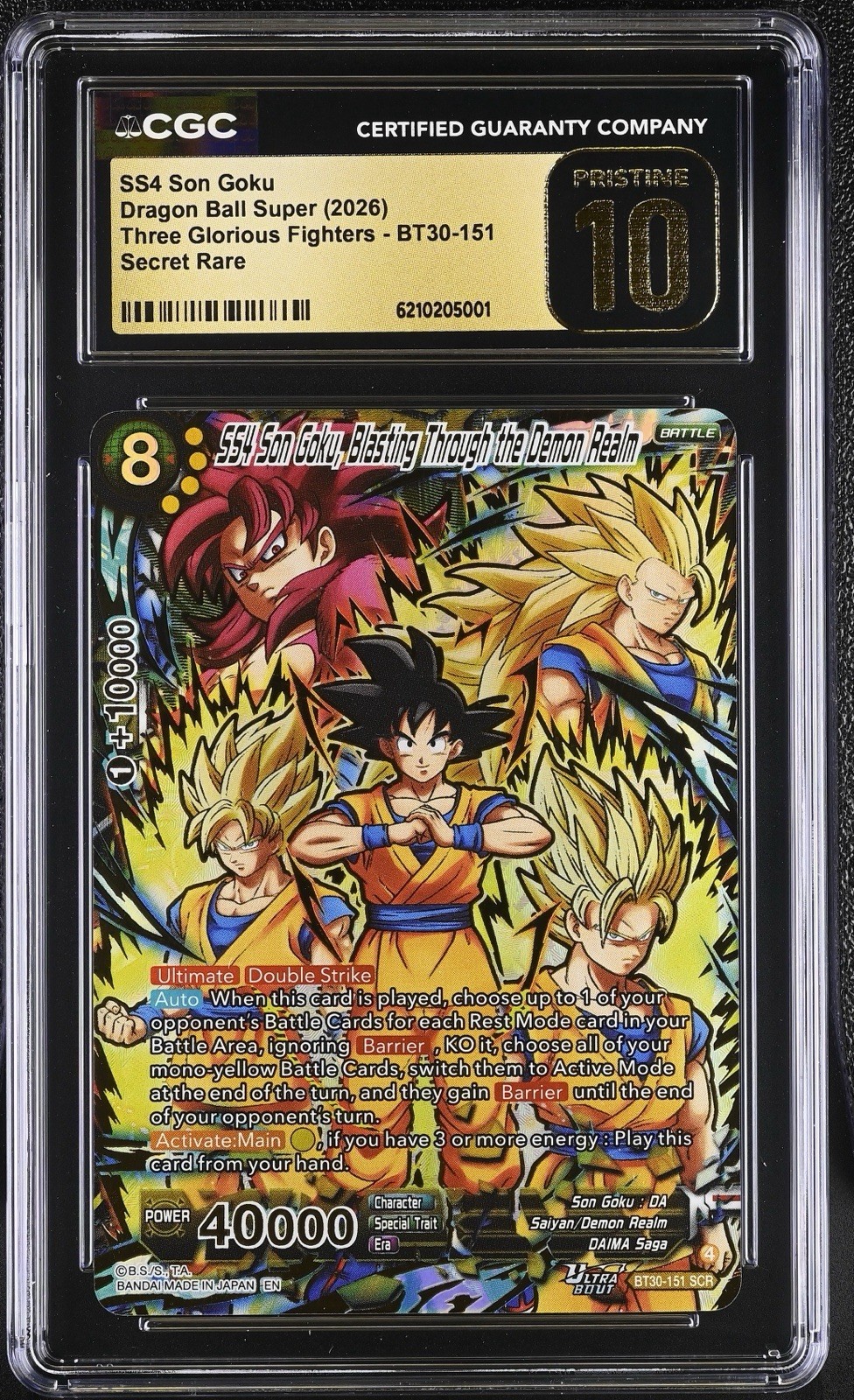 Dragon Ball SS4 Son Goku, Blasting Through The Demon Realm CGC 10 - BT30-151 SCR Dragon Ball SS4 Son Goku, Blasting Through The Demon Realm CGC 10 - BT30-151 SCR