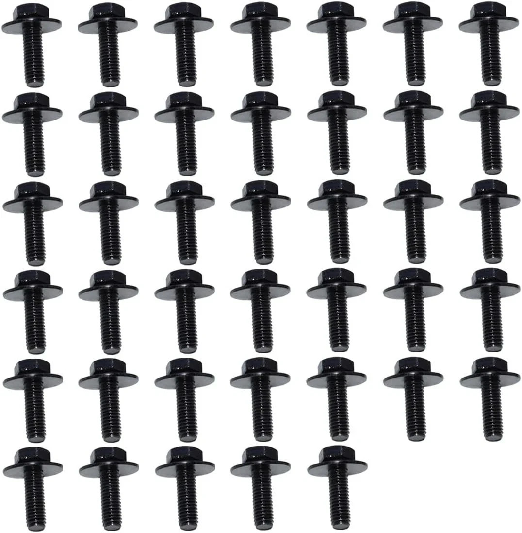 40PCS M6-1.0 x 24mm Hex Head SEMS Bolts - Automotive Body Bolts Screws Fastener