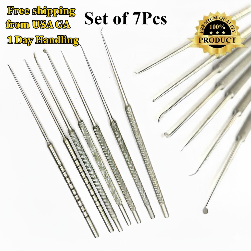 Micro Ear Pick Needles Set 7 Pcs Myringotomy ENT Instruments from USA Micro Ear Pick Needles Set 7 Pcs Myringotomy ENT Instruments from USA