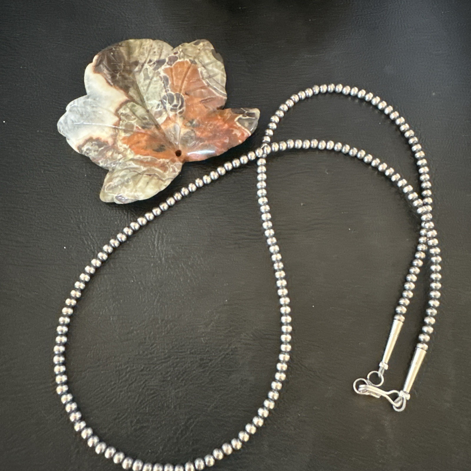 Southwestern 3mm Sterling Silver Pearls 24” Lobster Eye Cone Necklace 90324