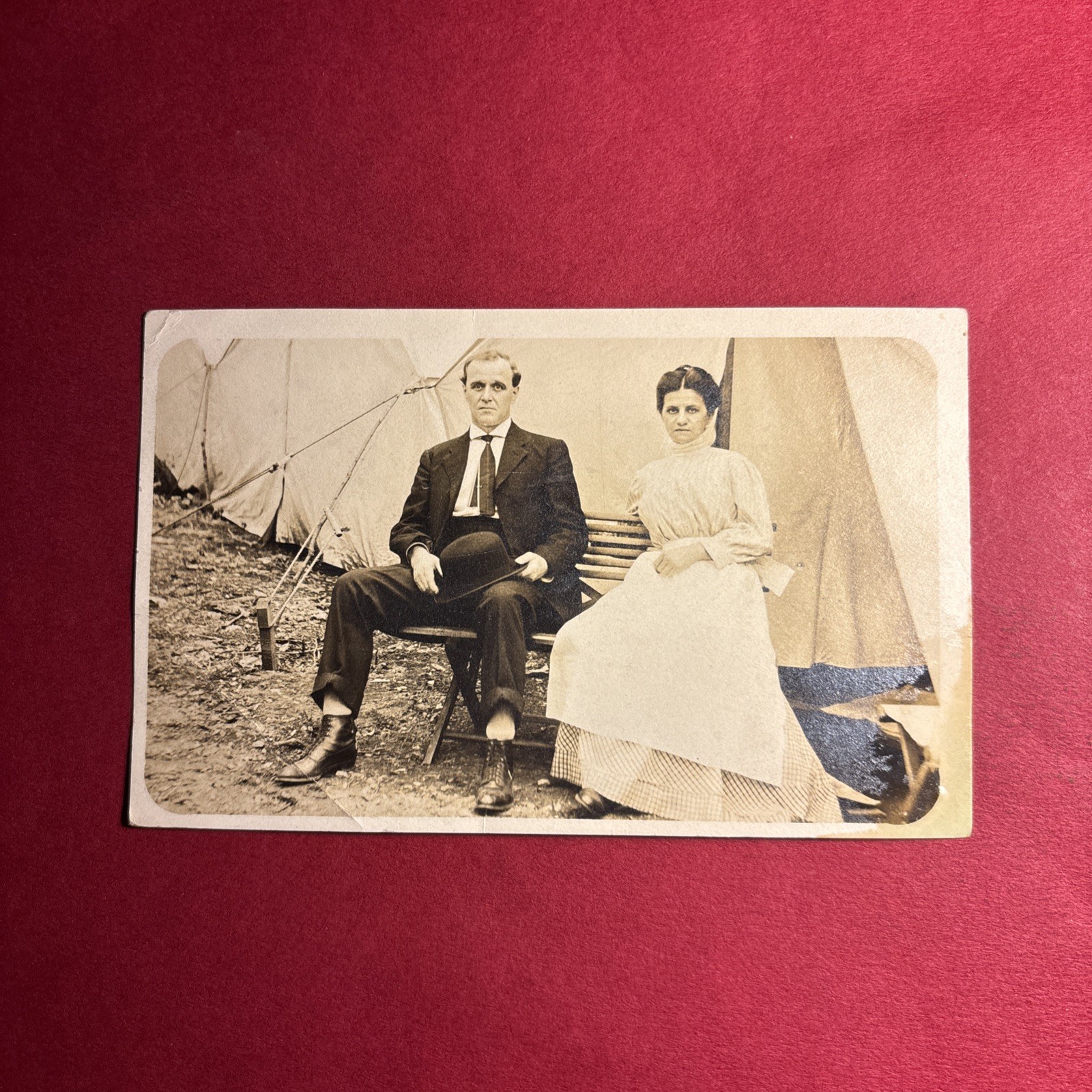 (1) Antique Victorian Era Portrait Of Couple Postcard Photograph 