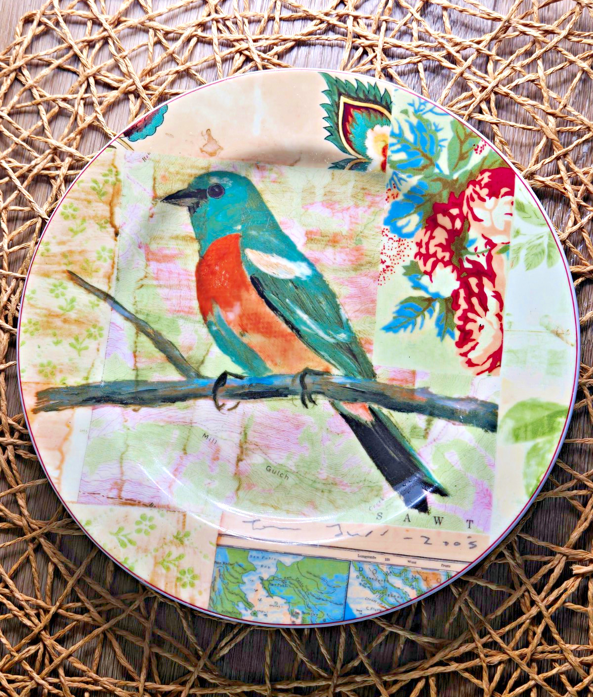 Anthropologie Collage Bird Branch 8” Salad Plates 2 Available Sold Separately