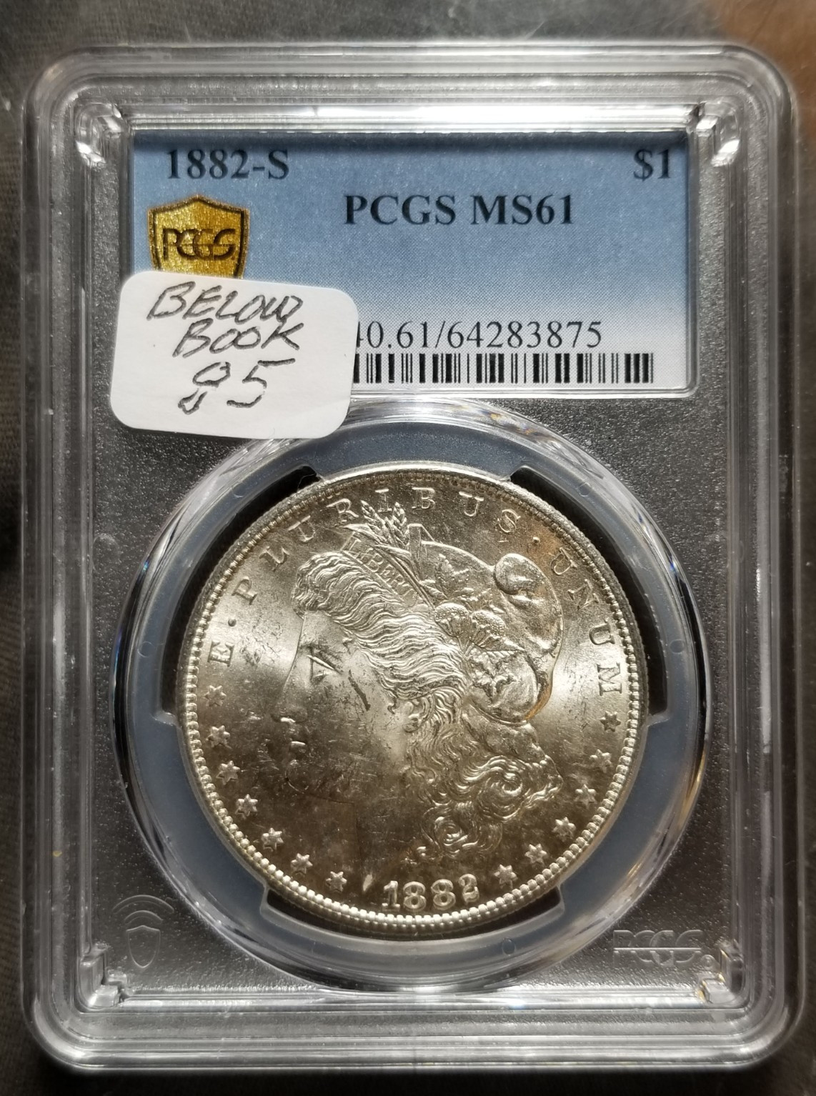 1882-S MORGAN SILVER DOLLAR PCGS MS61