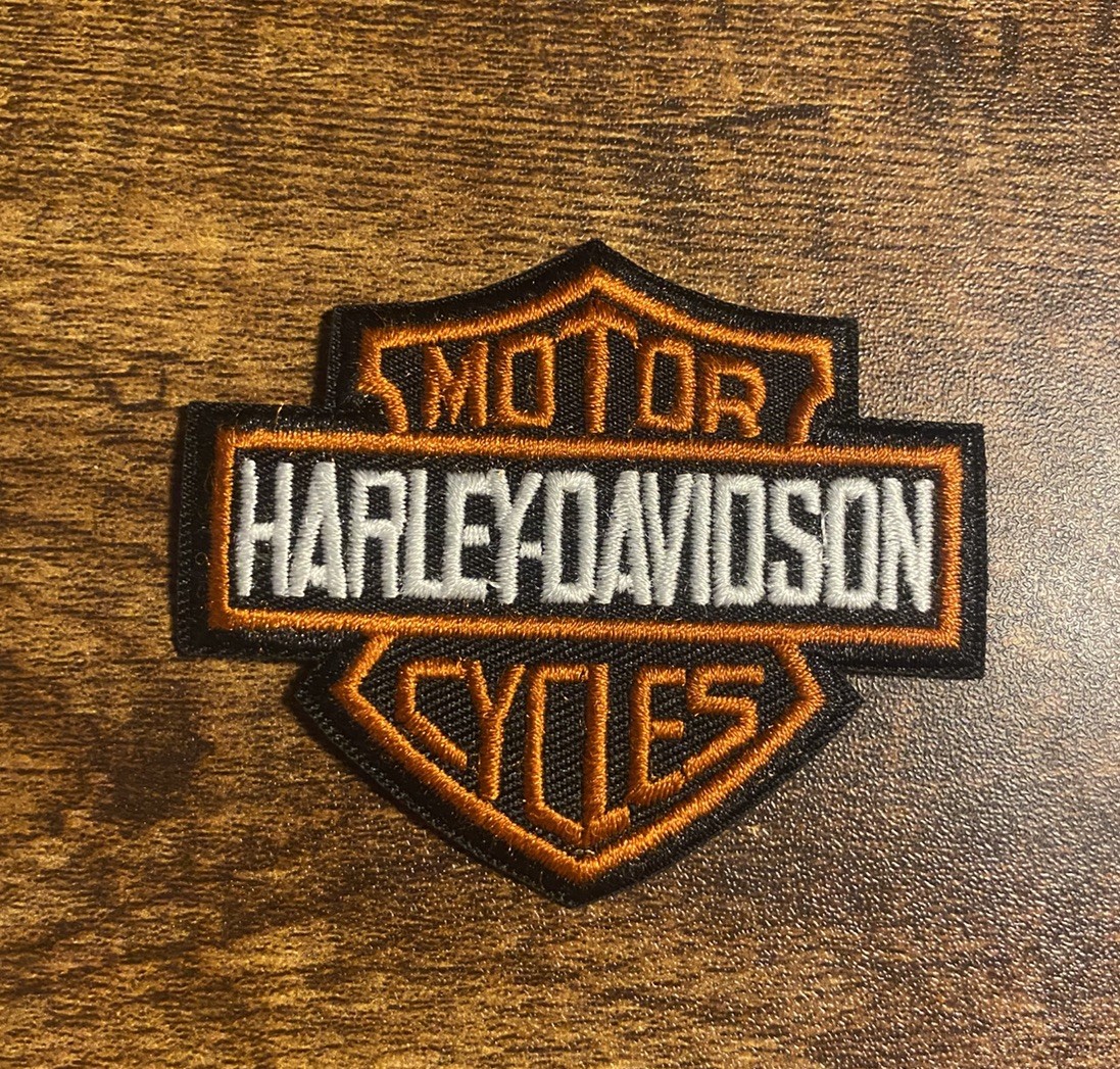 Embroidered Harley Davidson Iron-On Patch, Motorcycle, vintage biker style 