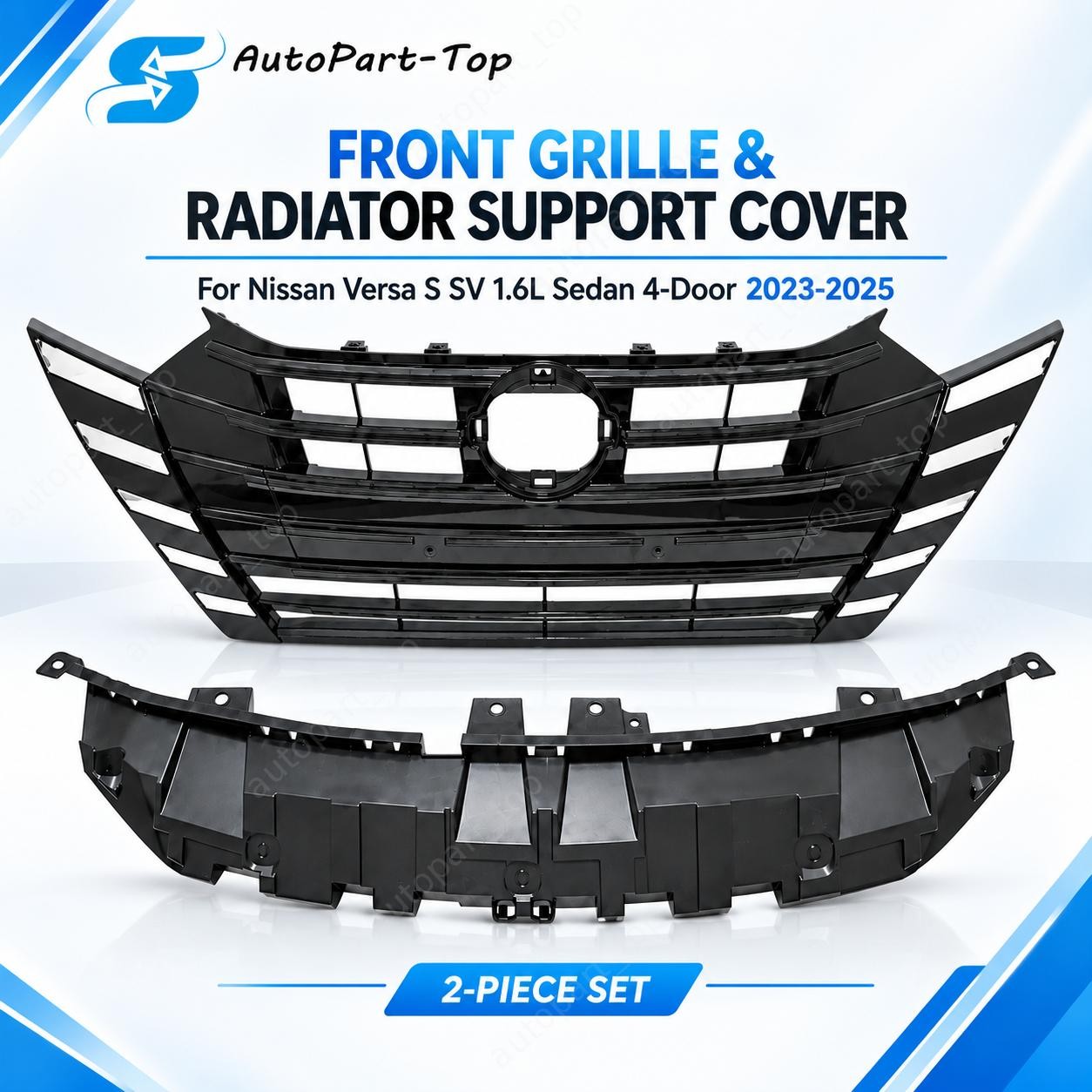 Fit Nissan Versa S SV 2023-2025 Front Upper Grille W/Radiator Support Cover