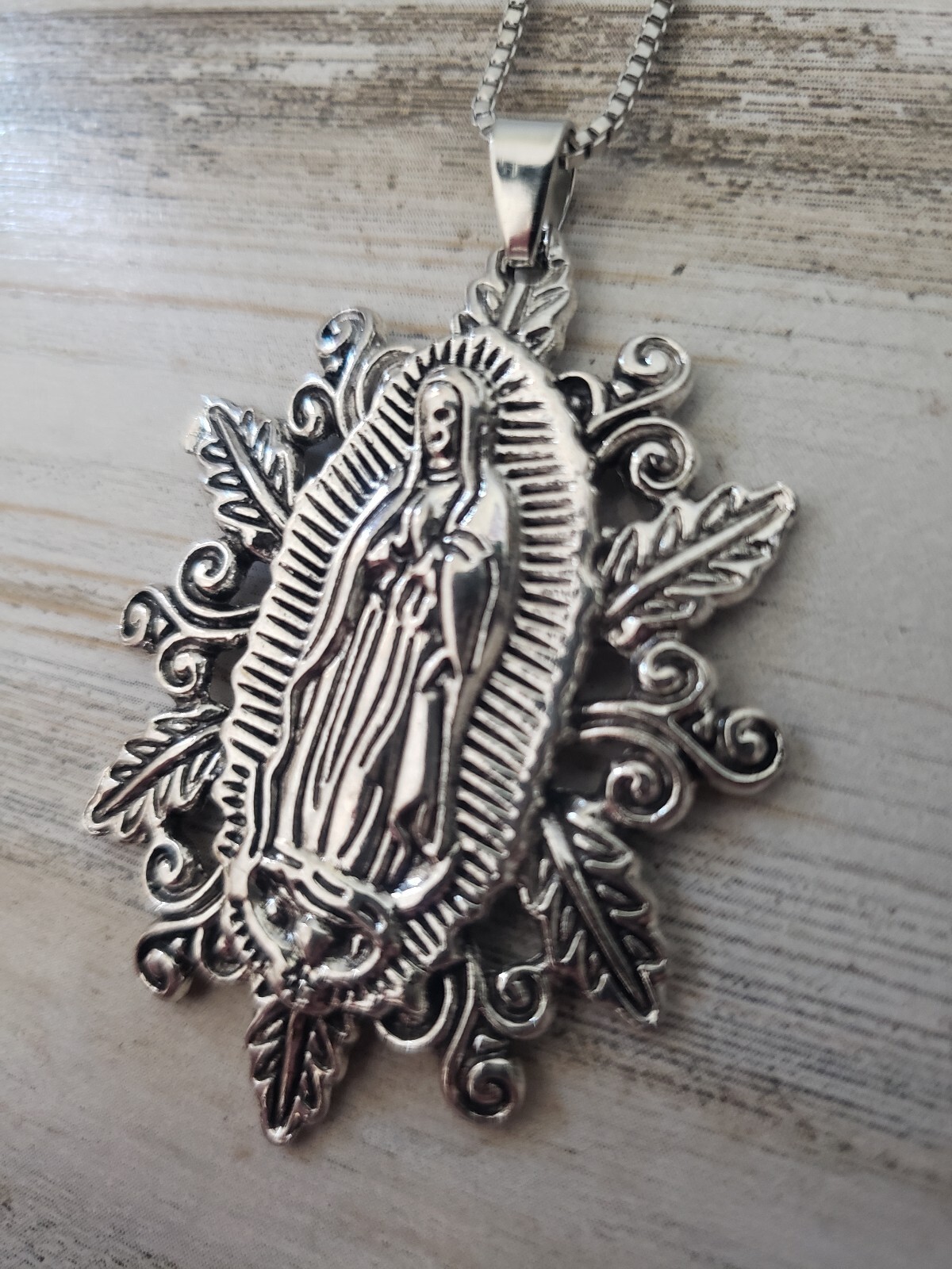 Virgin Mary necklace Jesus skeleton jewelry goth gift cool Gothic Halloween lore