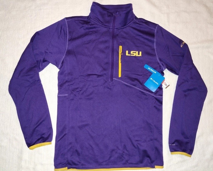 Columbia Men’s LSU Tigers Park View Fleece Omni-Wick 1/2 ZIP Pullover Sz. M NEW