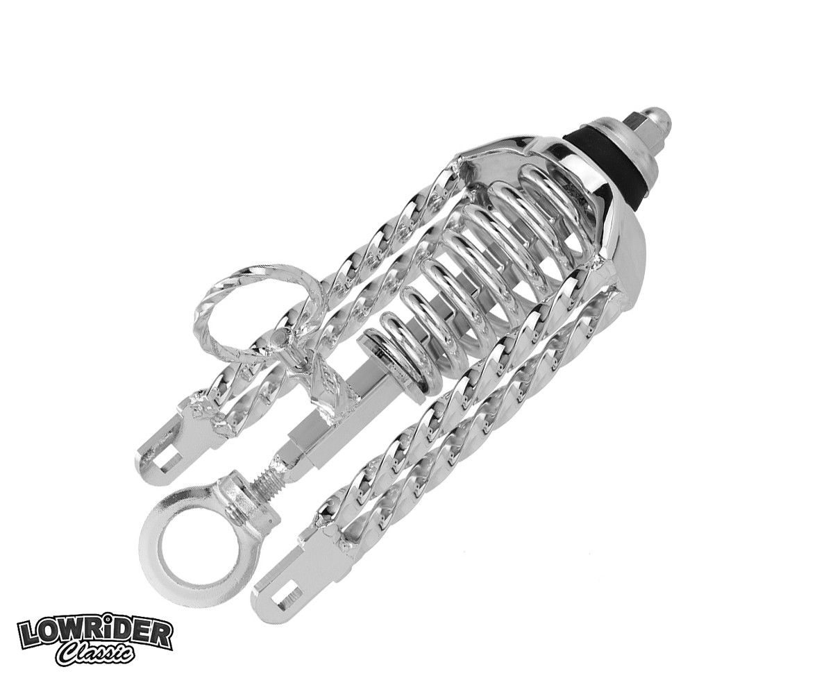 OG Lowrider Classic Spring Suspension Fork Slammer Double SquareTwist Kit Chrome