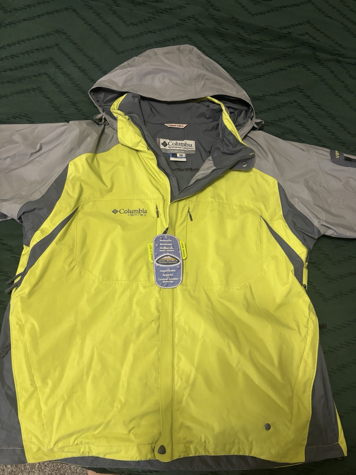 Columbia Vertex Interchange Jacket Mens Extra Large Green Gray * New With Tags*