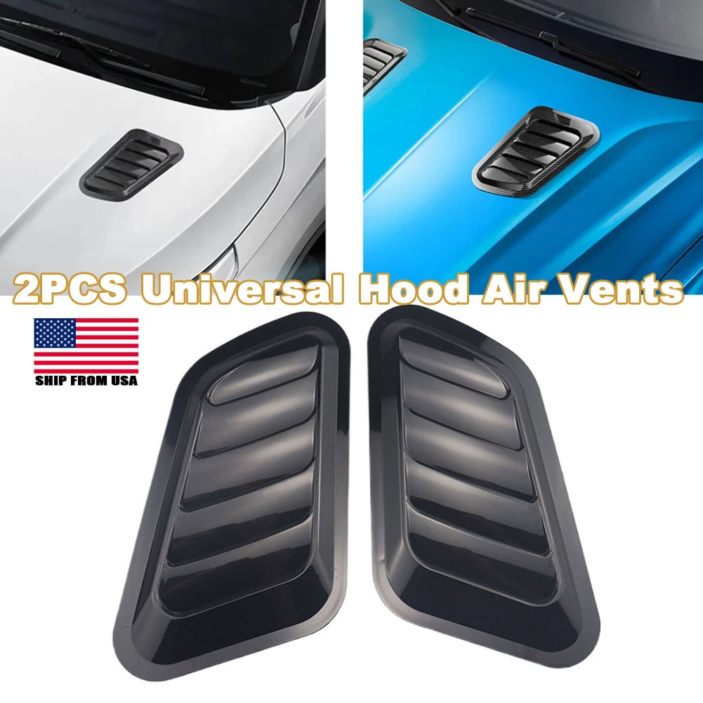 Universal Hood Air Vents Car Hood Scoop, Bonnet Vent Hood Air Intake Trim Black