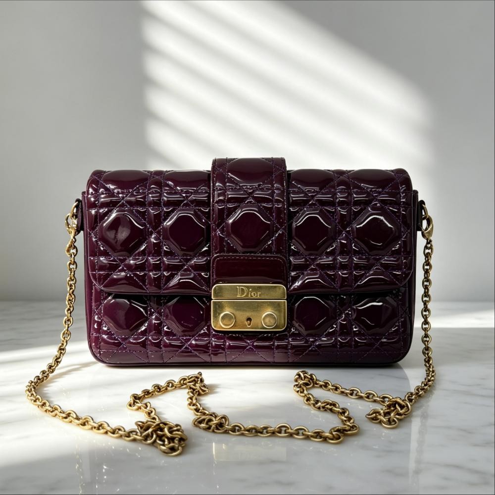 Dior Addict Purple Patent Leather Cannage Quilted Crossbody Bag Dior Addict Purple Patent Leather Cannage Quilted Crossbody Bag