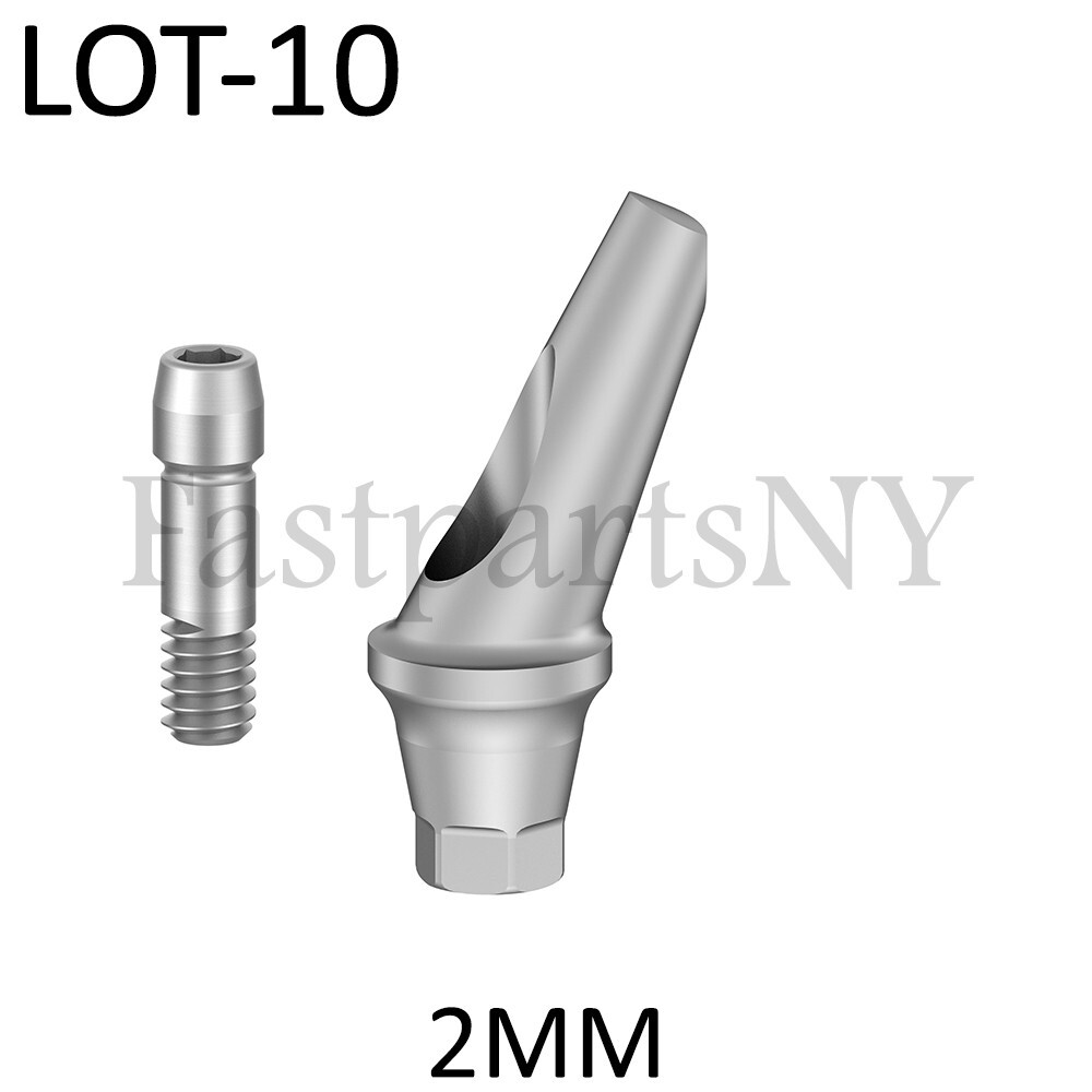 lot x 10 Angulated 25 degree Abutment Hiossen Regular replica screw 2 mm conical