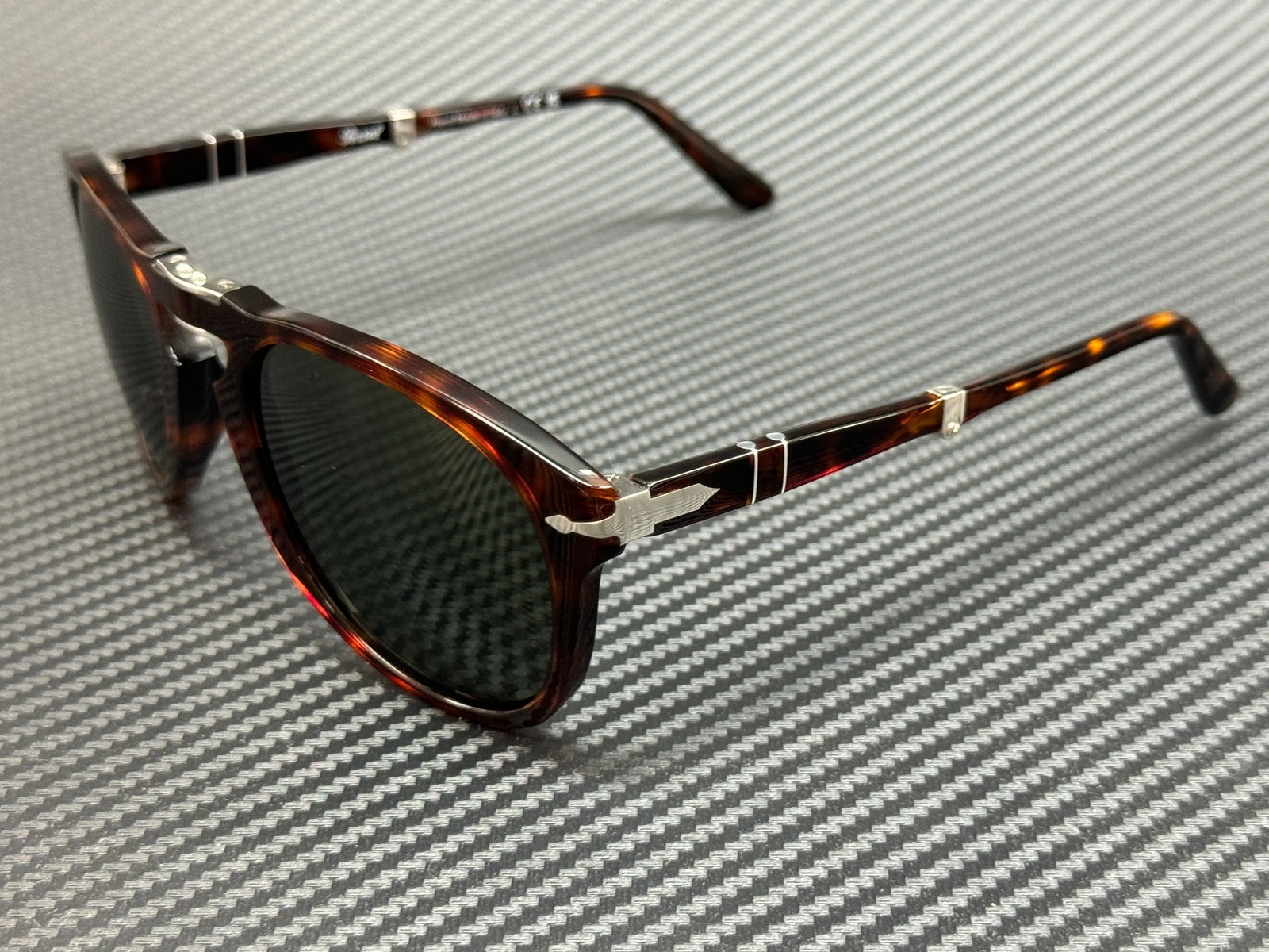 PERSOL PO0714 24 31 Havana Green Square Rectangle Men\'s Sunglasses 54 mm