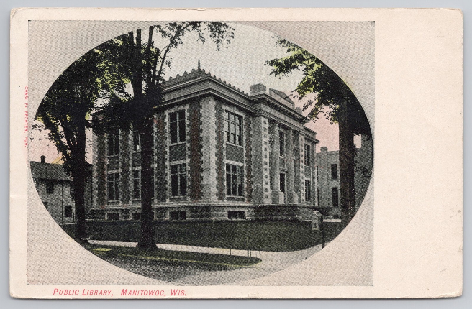 Public Library Manitowoc Wisconsin WI 1907 Postcard