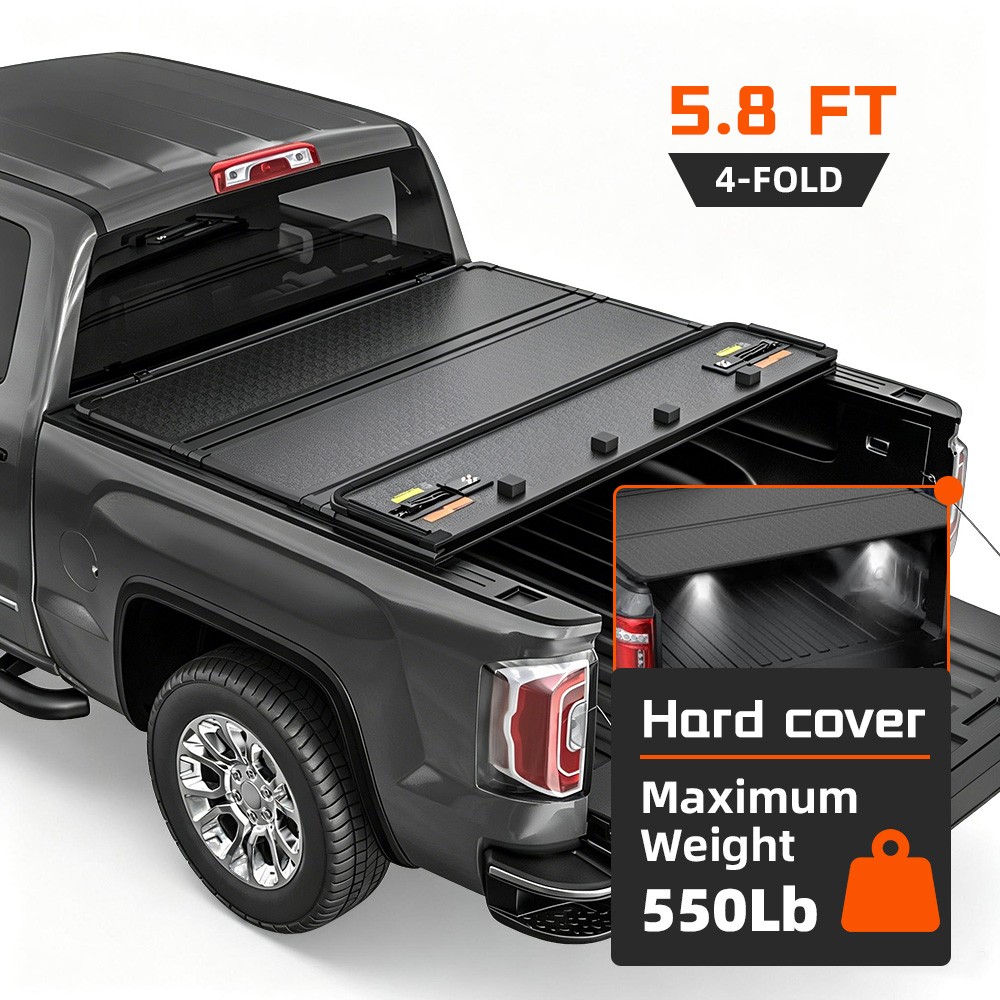 Hard 4-Fold Tonneau Cover For 2019-2026 Silverado Sierra 1500 5.8FT Truck Bed